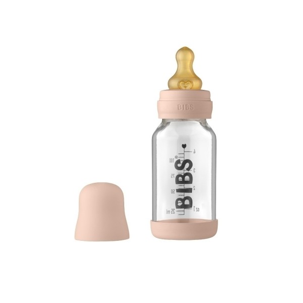 Антиколиковая бутылочка для кормления стеклянная 110 мл Bibs Baby Bottle Complete Set цвет: Blush /пудровый 5013244