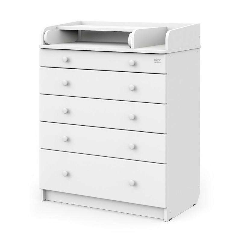Комод пеленальный детский 5 ящиков Атон Maks цвет: белый аляска белый