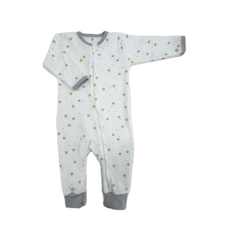 Слип нательный на молнии 74-80 см принт: серо-желтые звездочки Т-125