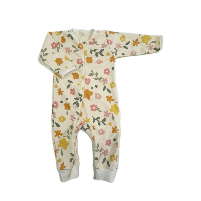 Слип нательный на молнии 74-80 см принт: цветочки оранжевые Т-125