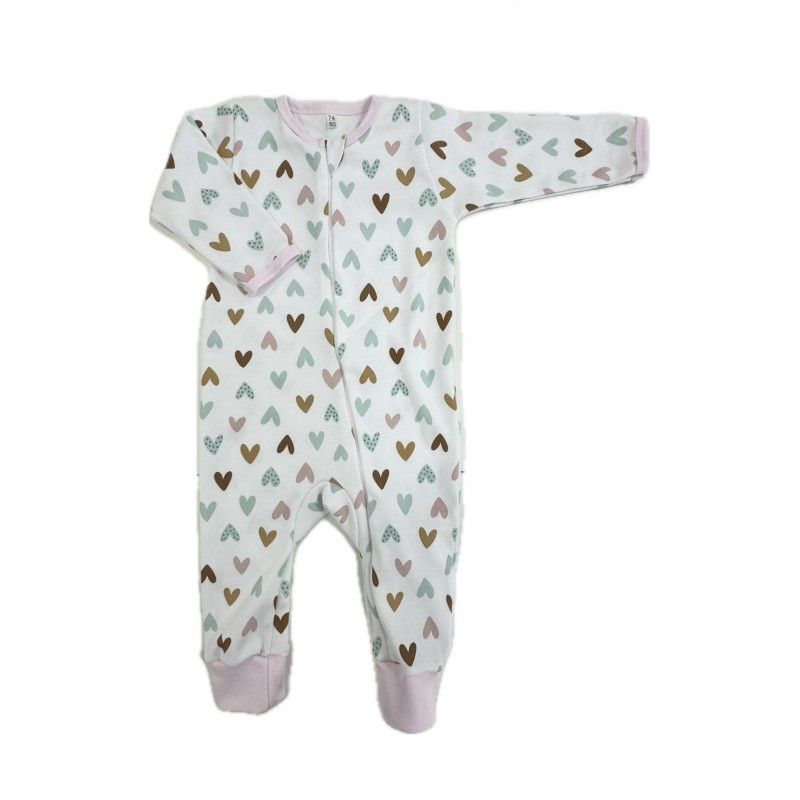 Слип нательный на молнии 74-80 см принт: сердечки Т-125