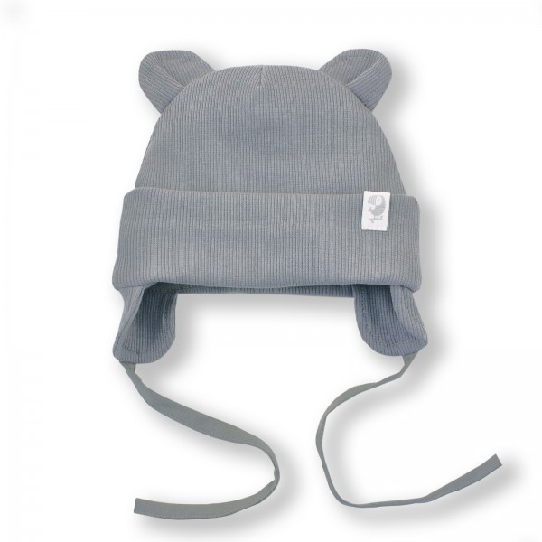 Шапочка из кашкорсе с ушками 36-38 см цвет: серый 6030-13