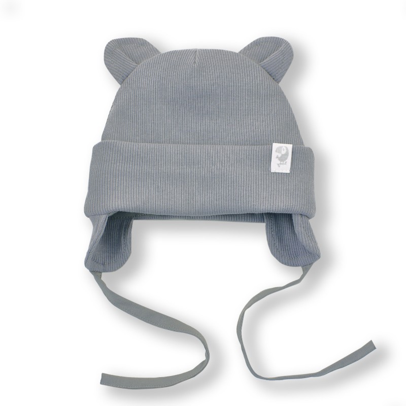 Шапочка из кашкорсе с ушками 40-42 см цвет: серый 6030-13