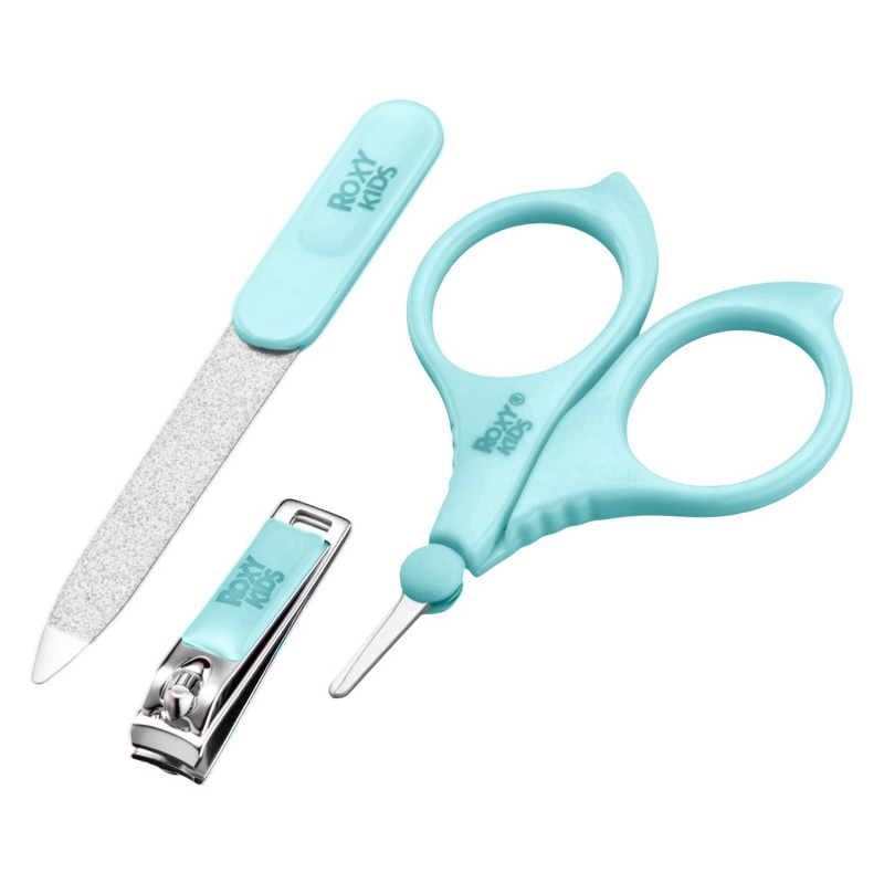 Набор маникюрный детский 3в1: ножницы, пилочка, кусачки цвет: голубой RBM-001-B
