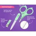 Набор маникюрный детский 3в1: ножницы, пилочка, кусачки цвет: зеленый RBM-001-G