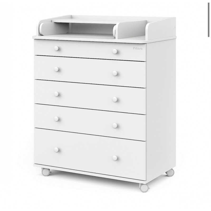 Комод пеленальный раскладной 5 ящиков Pituso Tori цвет: Белый-белый БП-00004219