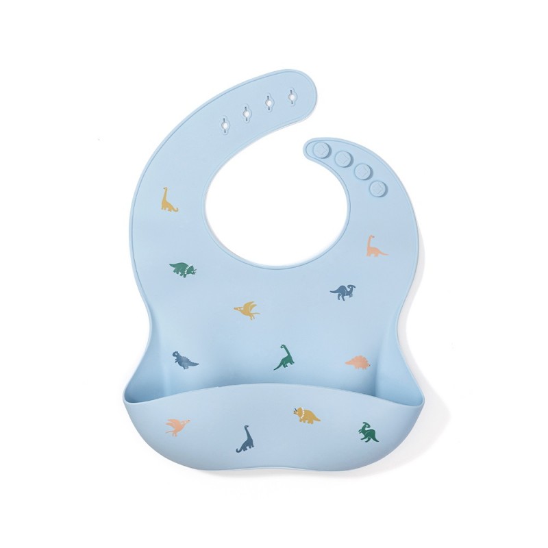 Силиконовый нагрудник с кармашком Edda цвет: динозавры SB02-01001