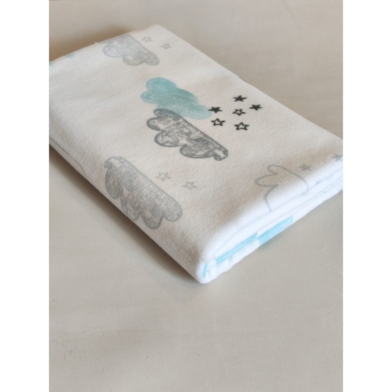 Непромокаемая многоразовая пеленка из фланели 60*90 см цвет: облачко