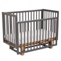 Детская деревянная кроватка Lea 2 с быстросъемной стенкой и маятником цвет: графит-дуб крафт золотой 0003167-27