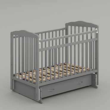 Кровать детская деревянная Джованни Comfort с универсальным маятником + ящик + накладки-грызунки цвет: серый