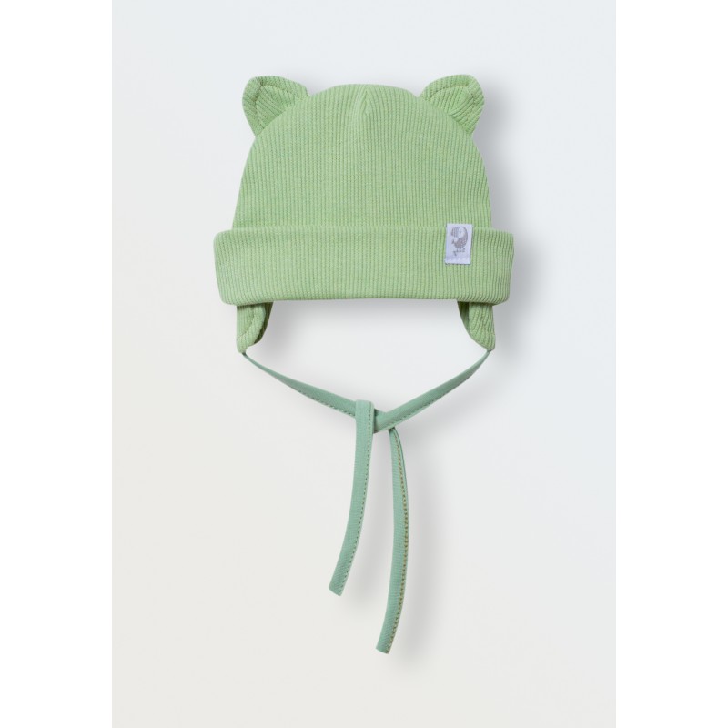 Шапочка из кашкорсе с ушками 36-38 см цвет: хаки 6030-04