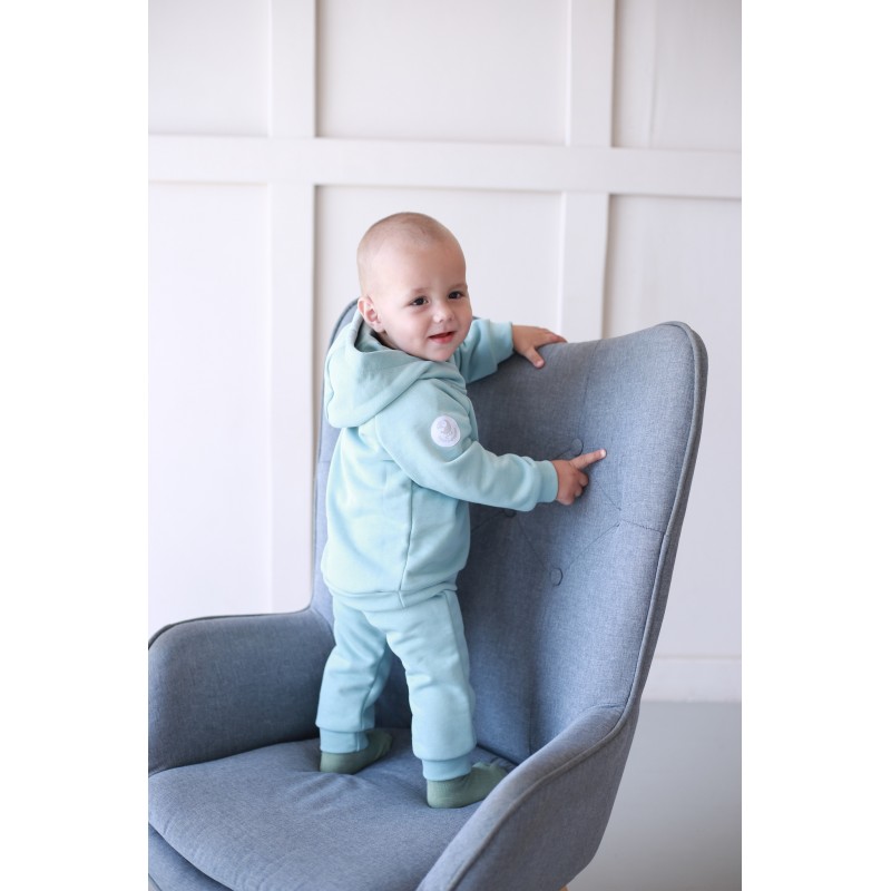 Комплект детский худи+ штаны-джоггеры 80 см цвет: пыльно-голубой 1552-77