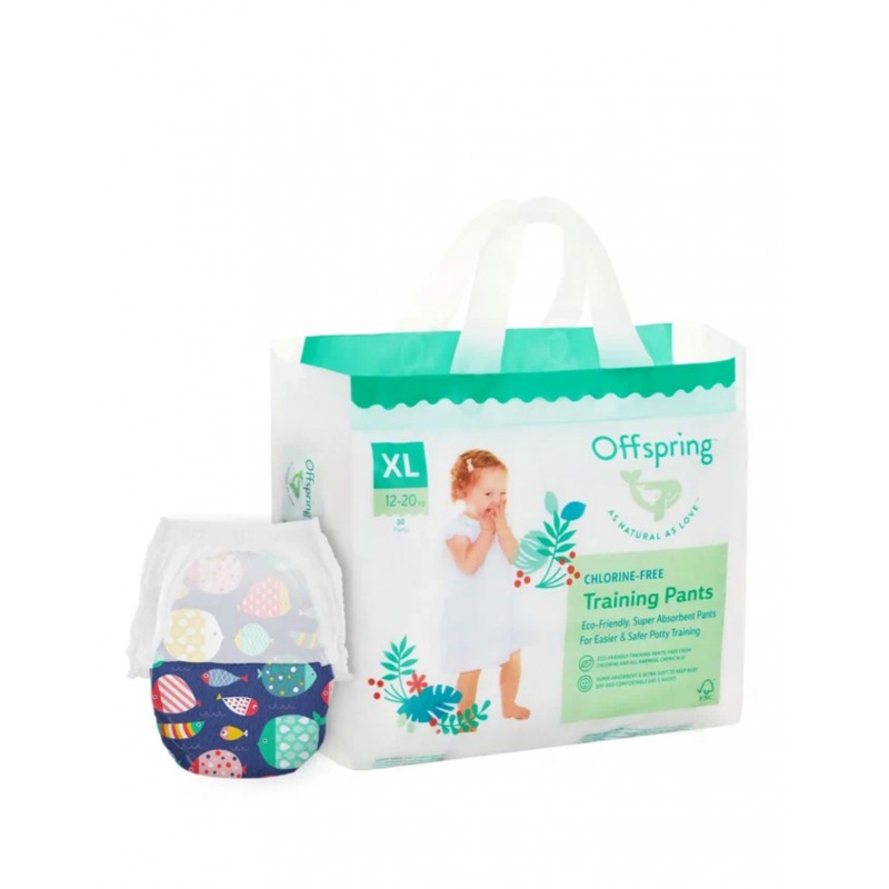 Эко-подгузники-трусики Offspring XL 12-20 кг 30 шт цвет: рыбки
