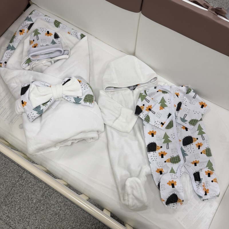 Комплект для малыша "Солнышко" ( premium) цвет: молочный / лесные жители 0291