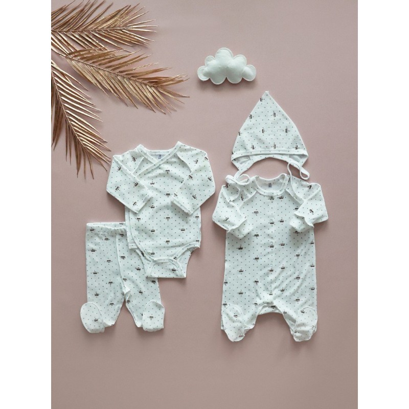 Комплект для малыша 4 предмета 50-56 см цвет: короны Т-231 Комплект для малыша 4 предмета 50-56 см цвет: короны Т-231