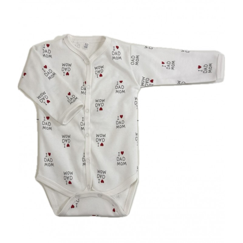 Боди с длинным рукавом на кнопках 68-74 см принт: I love mom&dad Т-131 Боди с длинным рукавом на кнопках 68-74 см принт: I love mom&dad Т-131