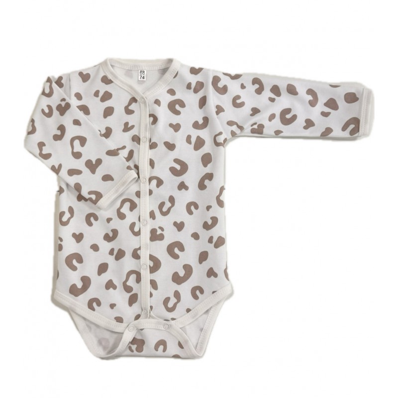 Боди с длинным рукавом на кнопках 68-74 см принт: пятнышки капучино Т-131 Боди с длинным рукавом на кнопках 68-74 см принт: пятнышки капучино Т-131