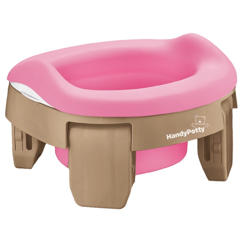 Горшок дорожный складной с многоразовой вкладкой HandyPotty 3 в 1 цвет: бежевый и вкладка розовая Горшок дорожный складной с многоразовой вкладкой HandyPotty 3 в 1 цвет: бежевый и вкладка розовая