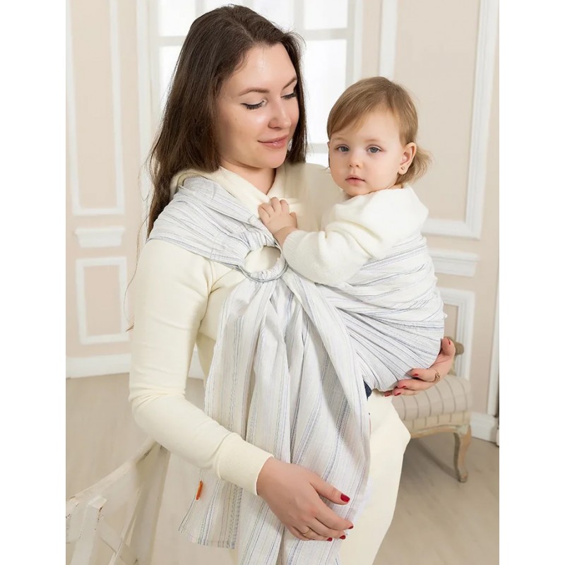 Слинг с кольцами для переноски детей от 0 месяцев + « Лино Коктейль » цвет: пепельный СКК08-000