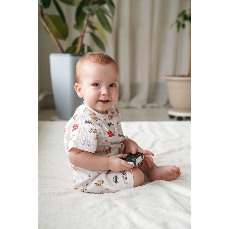 Песочник детский из муслина 68-74 см цвет: город машин 1301-217