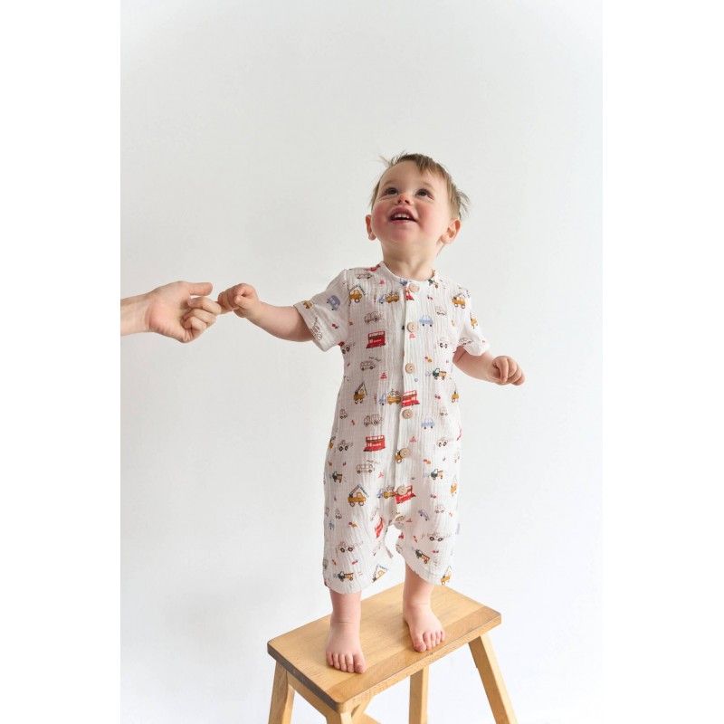 Песочник детский из муслина 80-86 см цвет: город машин 1301-217