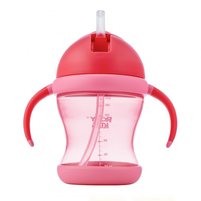 Поильник-непроливайка с трубочкой 200 мл цвет: розовый