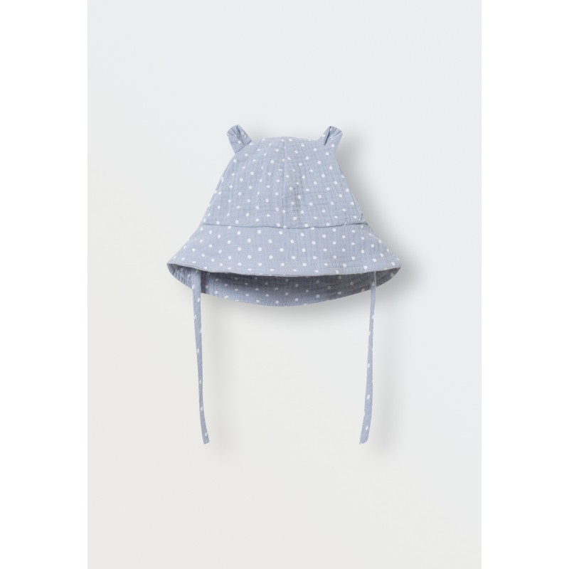 Панамка из муслина 44-48 см цвет: горошек на голубом 6075-242