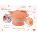Набор для кормления: тарелка на присоске, крышка и ложка цвет: персиковый RFD-003-O