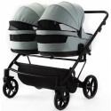 Детская коляска для двойни 2 в 1 Adamex Leo Duo Tip цвет: серо-зеленый TK-27