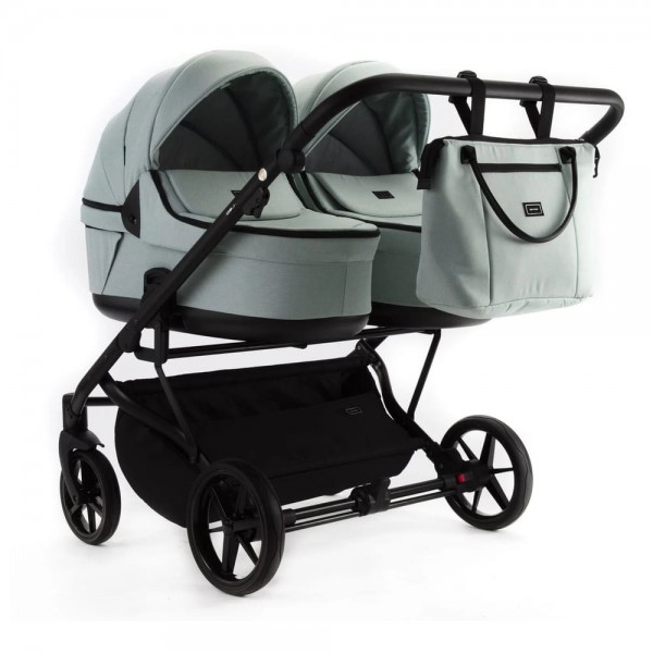 Детская коляска для двойни 2 в 1 Adamex Leo Duo Tip цвет: серо-зеленый TK-27 Детская коляска для двойни 2 в 1 Adamex Leo Duo Tip цвет: серо-зеленый TK-27