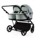 Детская коляска для двойни 2 в 1 Adamex Leo Duo Tip цвет: серо-зеленый TK-27
