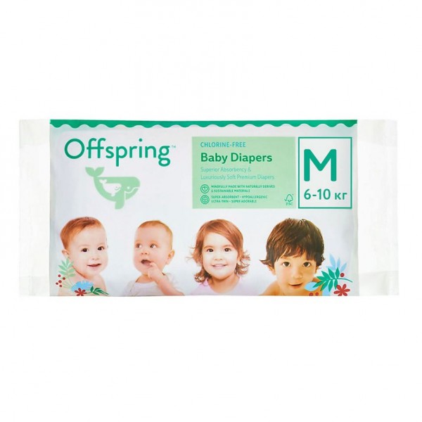 Эко-подгузники Offspring Travel Pack M 6-10 кг 3 шт 3 расцветки