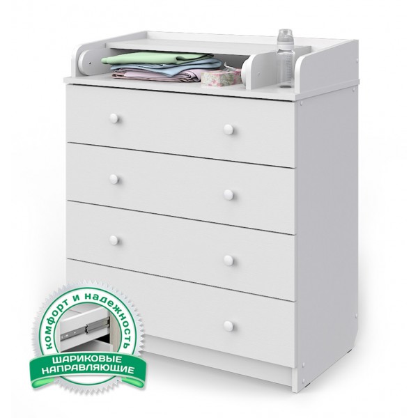 Комод пеленальный детский Атон 4 ящика Сириус-2 ЛДСП цвет: белый