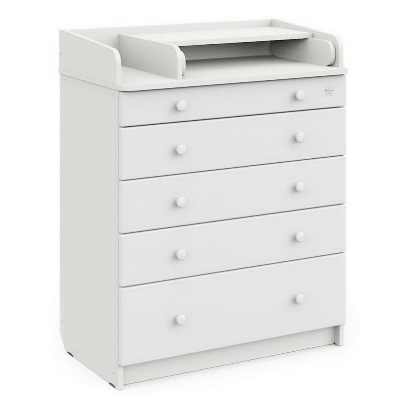 Комод пеленальный детский 5 ящиков Атон Maks цвет: белый-премиум-белый