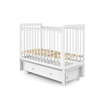 Детская деревянная кроватка с маятником и ящиком + быстросъемная стенка Sweet Baby  Melissa цвет: белая