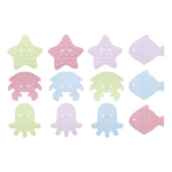 Антискользящие мини-коврики для ванны "SEA ANIMALS SOFT COLORS" 12  шт RBM-012-SA