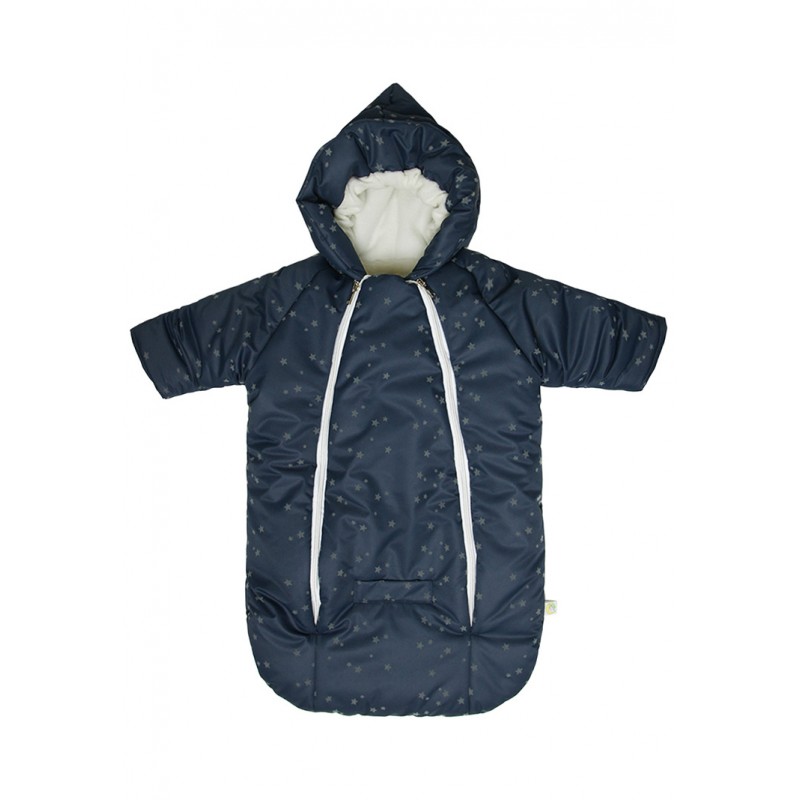 Меховой конверт-комбинезон с ручками "Айс" цвет: синий звездочки 933/6