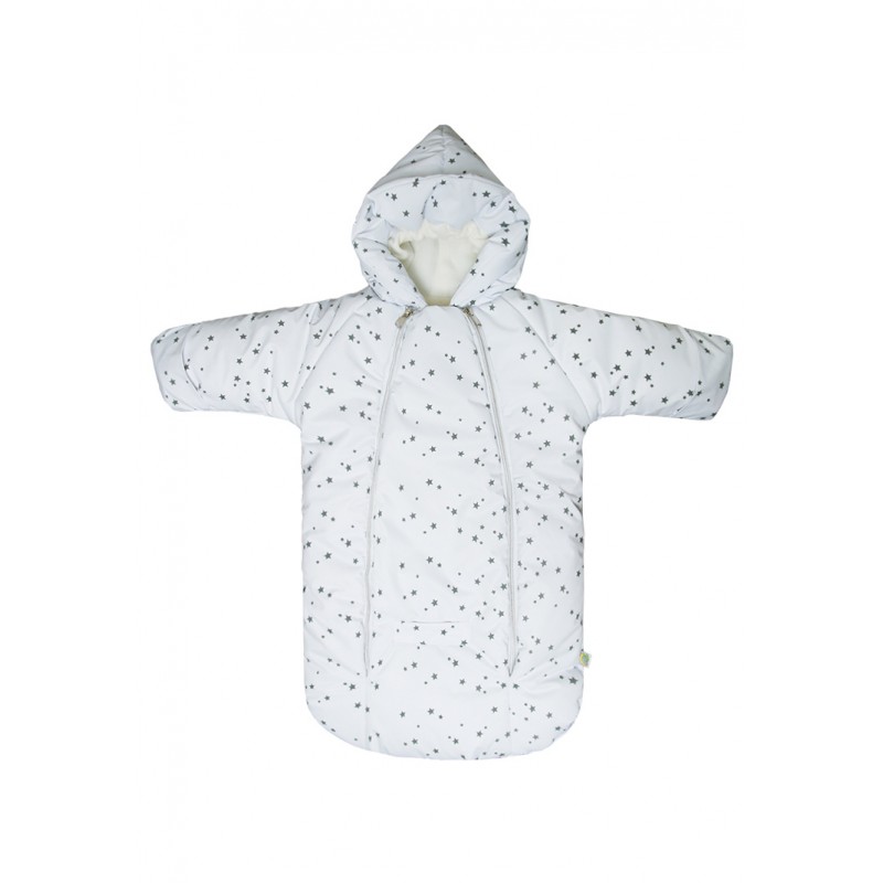 Меховой конверт-комбинезон с ручками "Айс" цвет: белые звезды 933/0 Меховой конверт-комбинезон с ручками "Айс" цвет: белые звезды 933/0