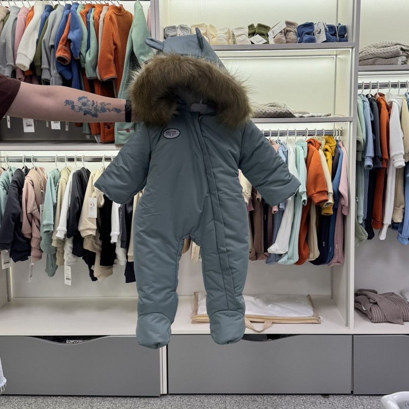 Зимний комбинезон из мембраны + овчина Банни 74 см цвет: зеленый