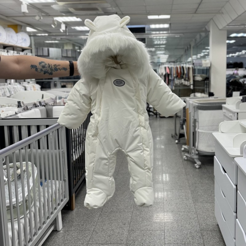 Зимний комбинезон из мембраны + овчина Лунни 68 см цвет: молочный