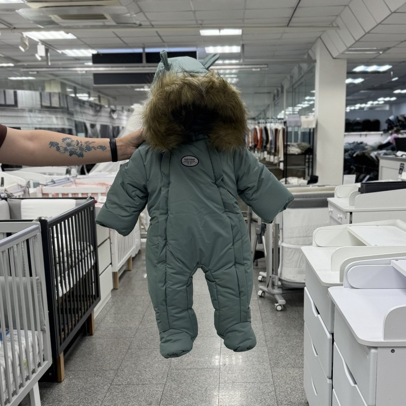Зимний комбинезон из мембраны + овчина Лунни 74 см цвет: зеленый