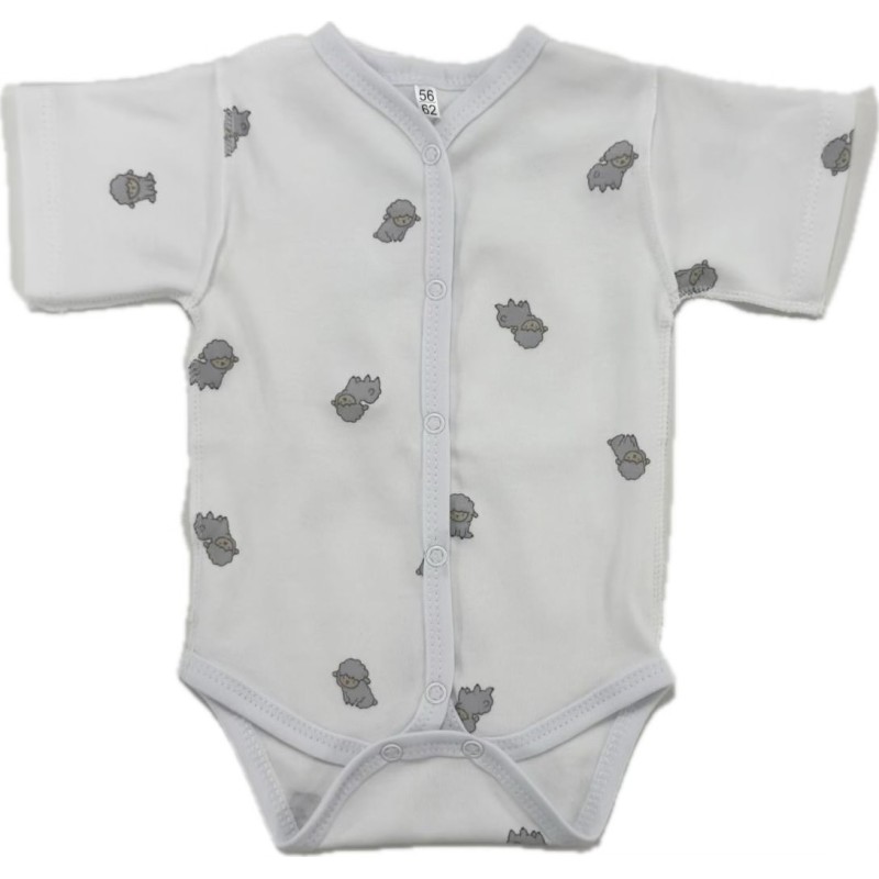 Боди с коротким рукавом на кнопках 56-62 см принт: барашки Т-133