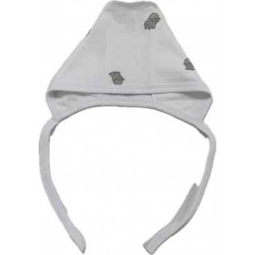 Чепчик с завязками и швами наружу 0-3 месяца принт: барашки Т-130 Чепчик с завязками и швами наружу 0-3 месяца принт: барашки Т-130