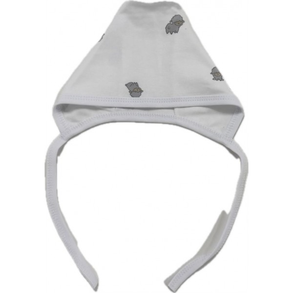 Чепчик с завязками и швами наружу 0-3 месяца принт: барашки Т-130