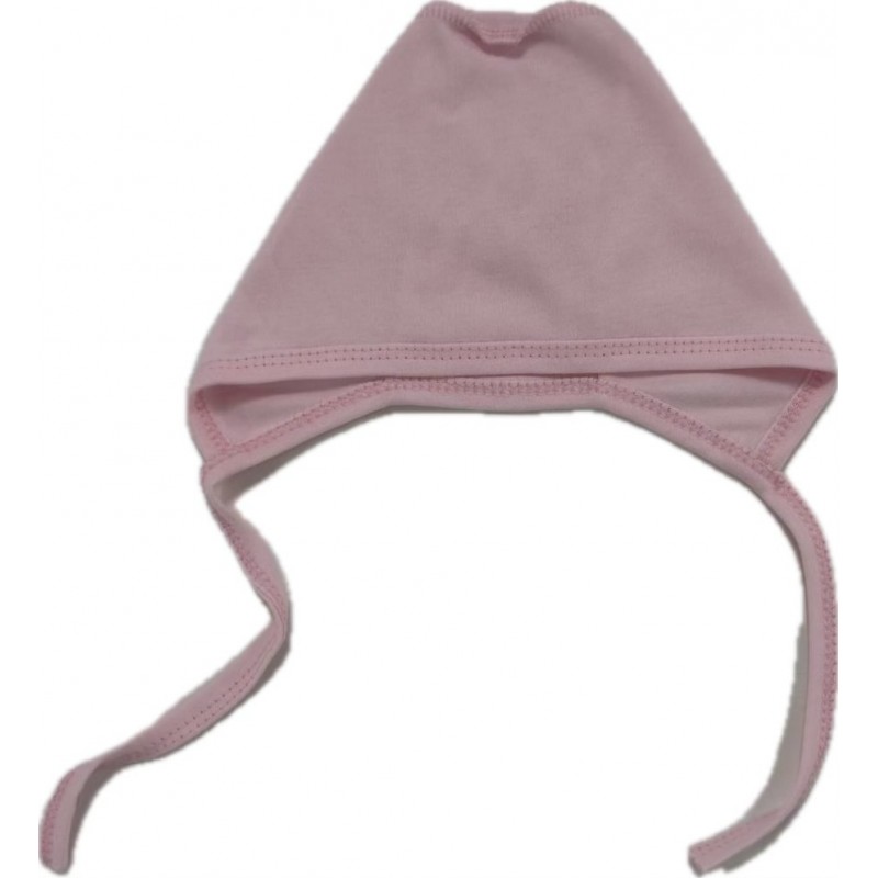 Чепчик однотонный с завязками и швами наружу 0-3 месяца цвет: пион Т-130/О