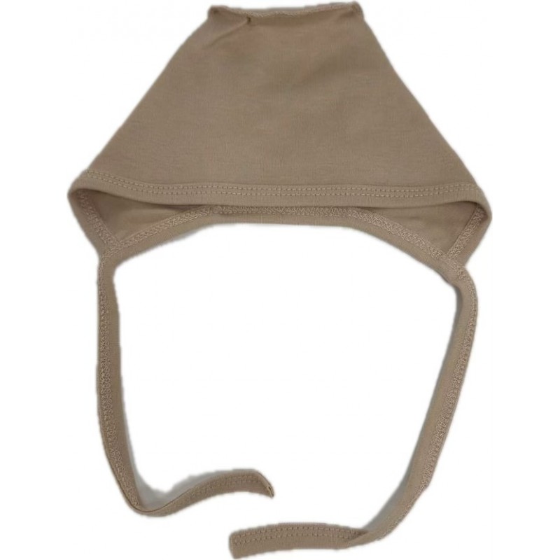 Чепчик однотонный с завязками и швами наружу 0-3 месяца цвет: латте Т-130/О