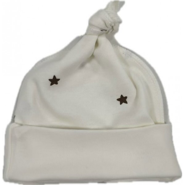 Чепчик с узелком 38-42 см принт: звездочки монохром Т-136