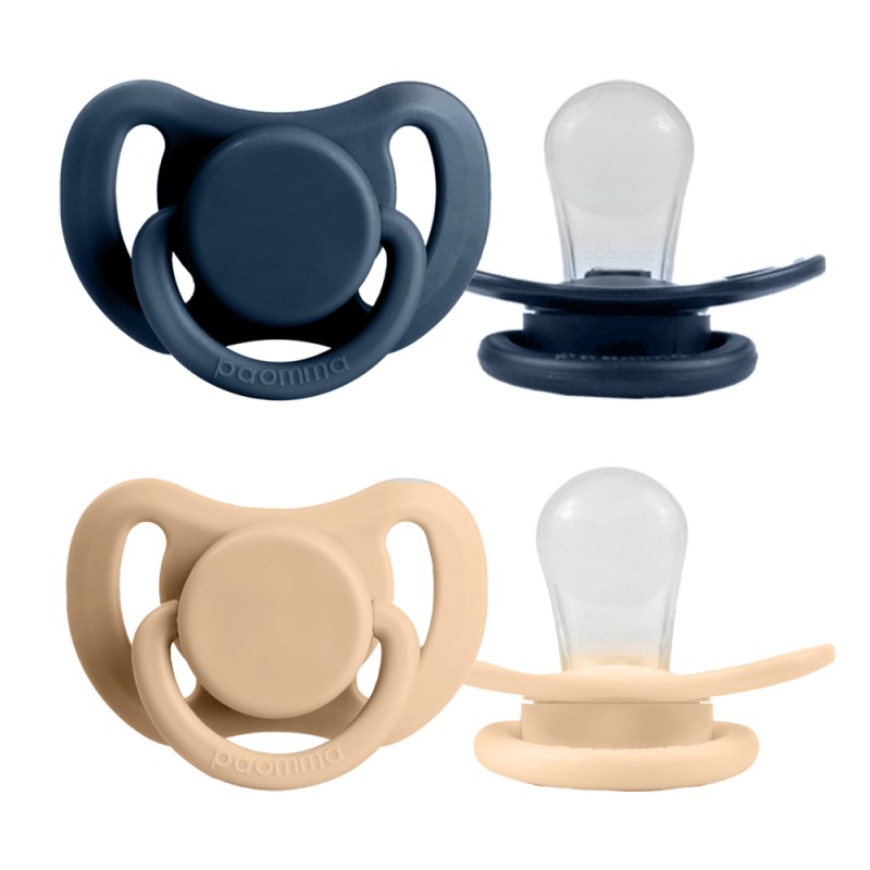Комплект силиконовых пустышек 0-6 месяцев цвет: navy / hazelnut