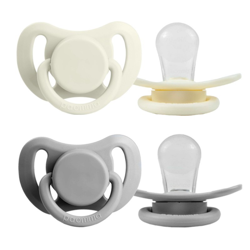Комплект силиконовых пустышек 0-6 месяцев цвет: buttercream / light grey