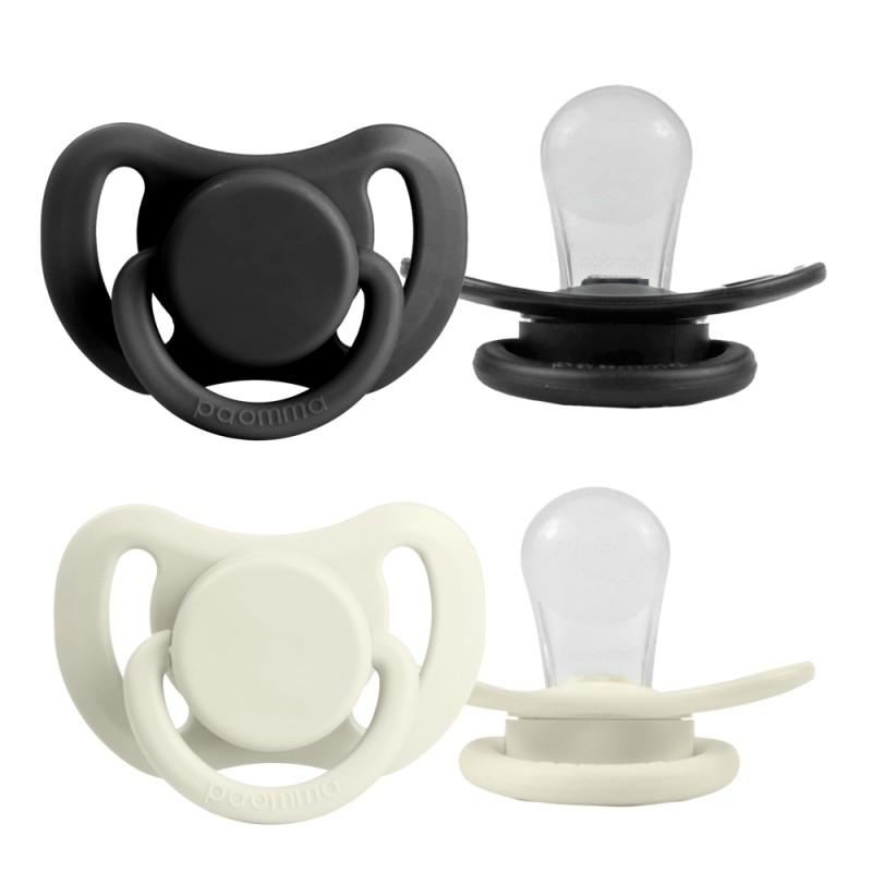 Комплект силиконовых пустышек 0-6 месяцев цвет: Black / Buttercream Комплект силиконовых пустышек 0-6 месяцев цвет: Black / Buttercream